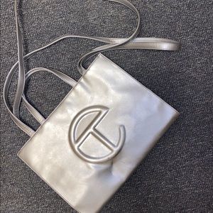 Telfar Medium Silver Shopping Bag
